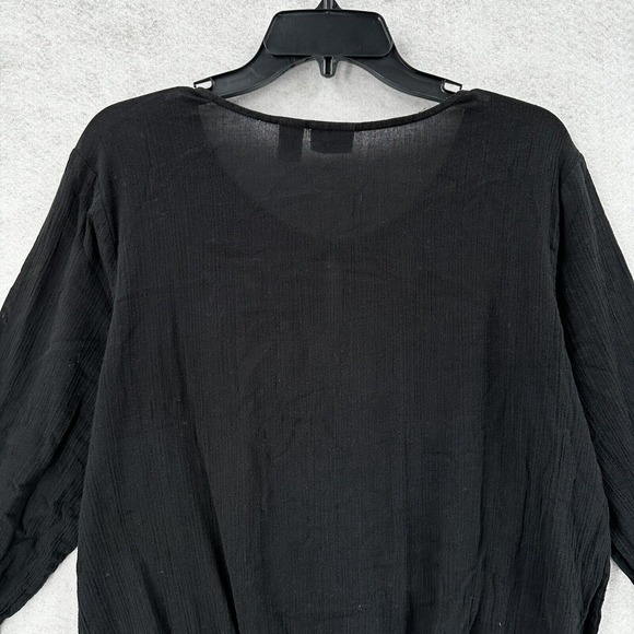 Chicos Top 3 (XL) Pullover Gauzy Sheer Black Elastic Waist Sequins Beaded Blouse - Picture 10 of 16